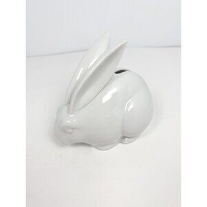 80's vintage coin bank - ceramic white rabbit - made in Japan